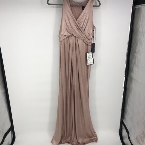 Adrianna Papell Pink Ruched Metallic Formal 8 - Picture 4 of 7